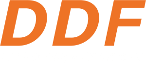 DDF company logo orange and white